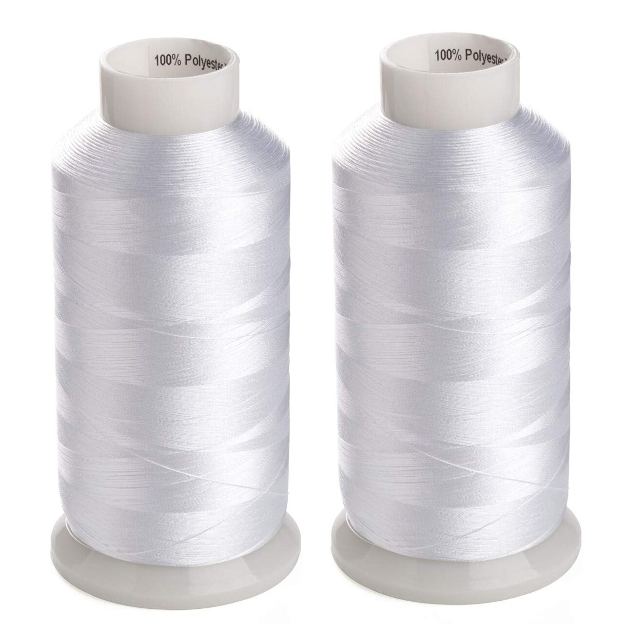 2 Huge Spools White Bobbin Fill Thread 60WT for Embroidery Machine and and Sewing Machines - 5500 Yards Ea